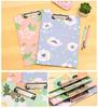 Floral Print Paper Clipboard Office School Supplies Folder File Organize Holder A4 File Clip Board Flip Writing Pad-Horizontal