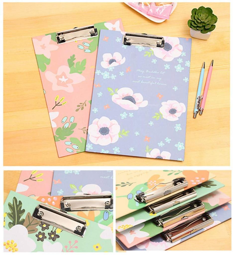 Floral Print Paper Clipboard Office School Supplies Folder File Organize Holder A4 File Clip Board Flip Writing Pad-Horizontal