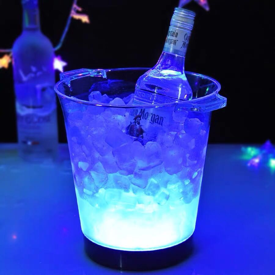 4L Ice Bucket LED Light Unbreakable PS/ABS Creative Bar Ktv Luminous Wine Rack Red Champagne Cocktail Iced Barrel