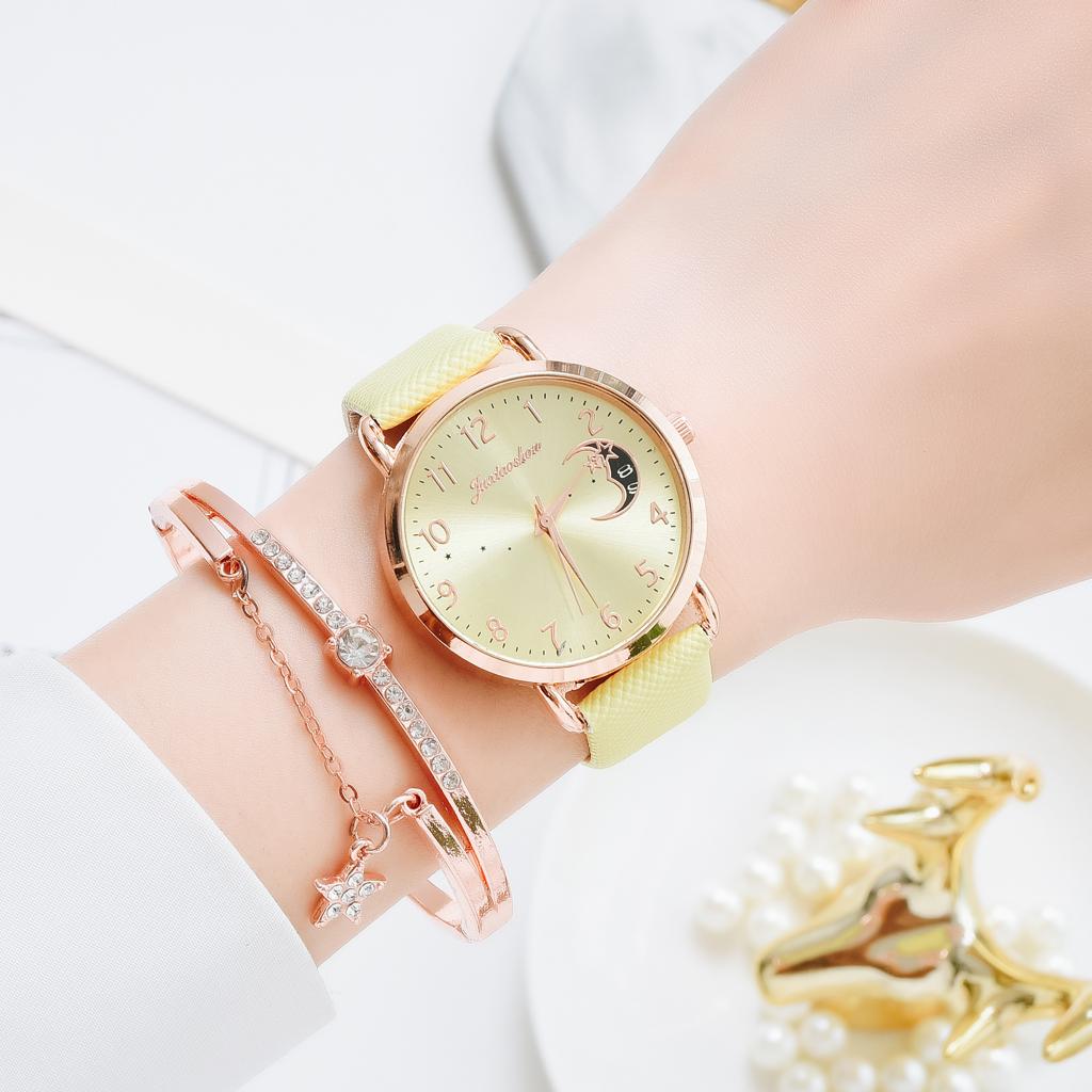 Ladies Moon Digital Bracelet Watch Leather Strap Quartz Watch Relogio Feminino  Sale
