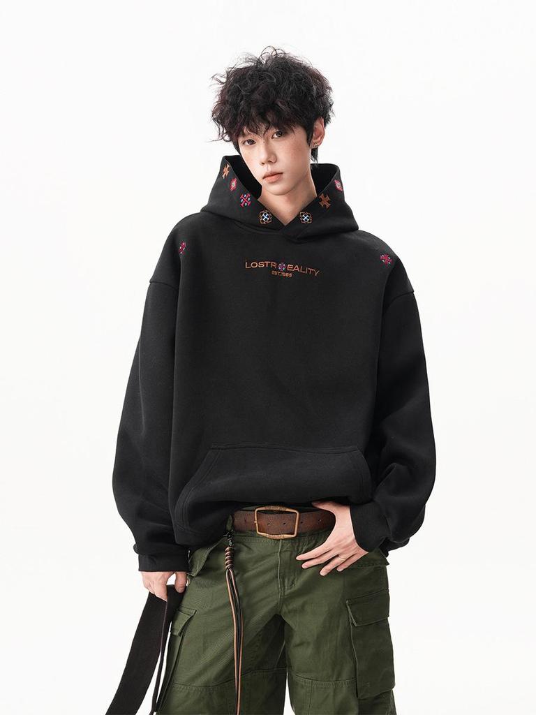 500g Unisex Ethnic Embroidered Hoodie - Autumn Long Sleeve Street Style