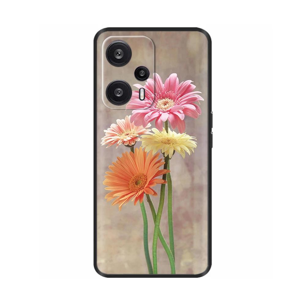 Black Silicone Case For Xiaomi Poco F5 Case For Poco F5 Pro Printed Phone Cover for Xiaomi Poco F5 5G PocoF5 Shockproof Shell