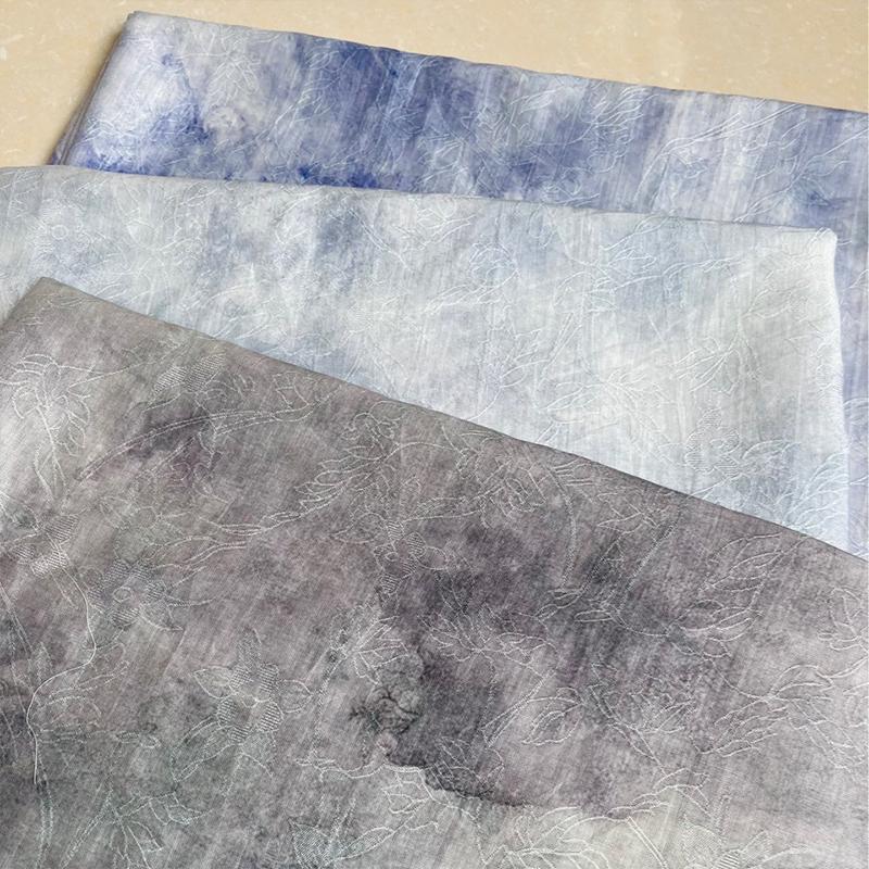 1M Chinese Style Dyeing Jacquard Digital Print Fabric For Sewing Hanfu Dress Cheongsam Qipao Handmade Clothes