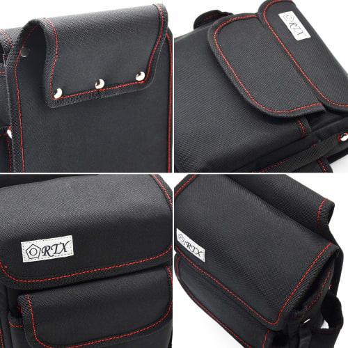 Electrician's Waist Bag, Nail Bag with Lid, Tool Holder, Two-Tier, with Tape Hook