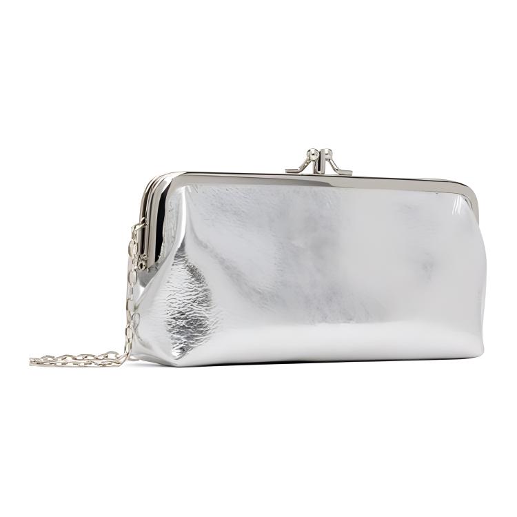 VIVIENNE WESTWOOD West Queen Frame Front Logo Hardware Lock Leather Tote Shoulder Bag Women Handbags Silver 52020044W00HKPFQ401