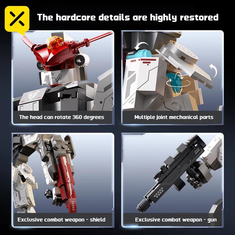 DIY Mecha Building Blocks Set Movable Joints Assemble Action Figure Collectible Model Construction Assembly Toy Gift Kids Adults
