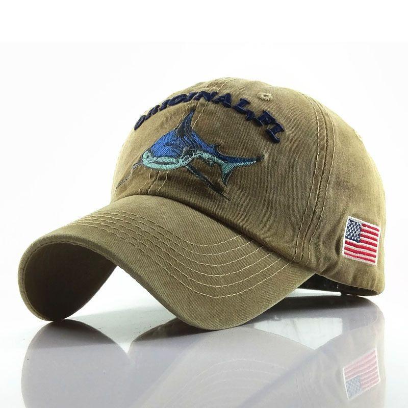 Gewaschene Baumwoll-Haifisch-Baseballkappe Frühling Sommer Ausflug Schwertfischkappe Streetwear gebogener Schirm Hip-Hop-Hut