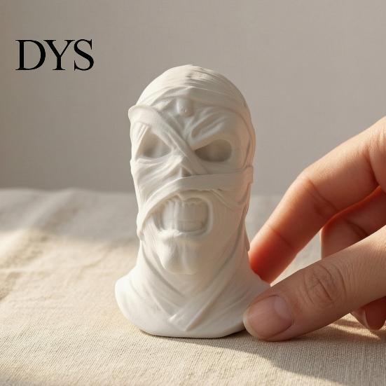 Dark Style Desktop Decor 3D Printed Mummy Figurine, Spooky Evil Head Statue, Halloween Portable Statue Ornament for Home, Living Room, Office