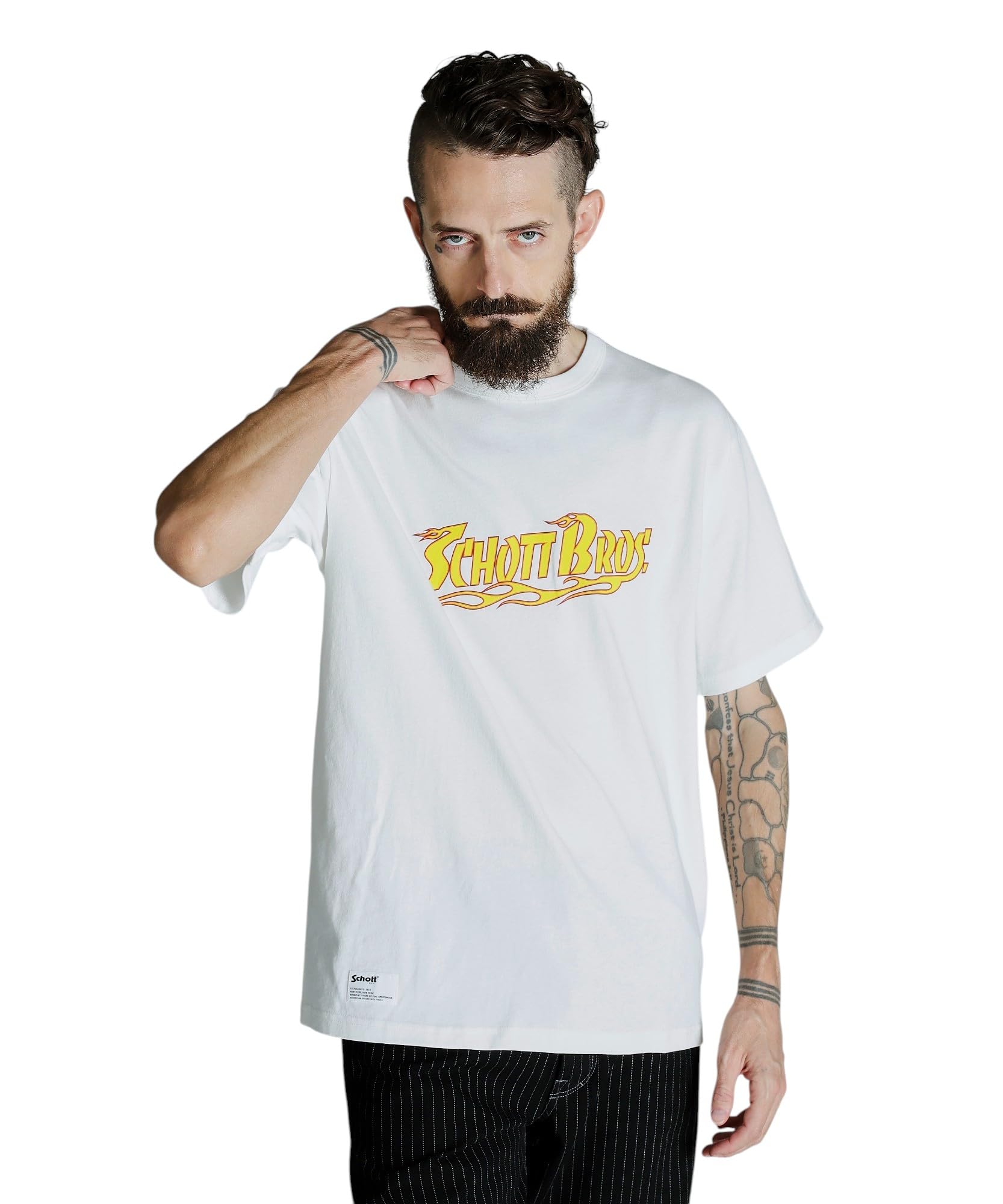 

Schott Flame Logo T-Shirt, Men s, Size XL, 030, White, 782-5134018