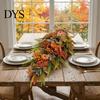 Artificial Holiday Floral Arrangement Artificia Fall Teardrop Swag, Autumn Harvest Sunflowers Pumpkins Leaves Berries Door Ready to Hang Swag Hanging