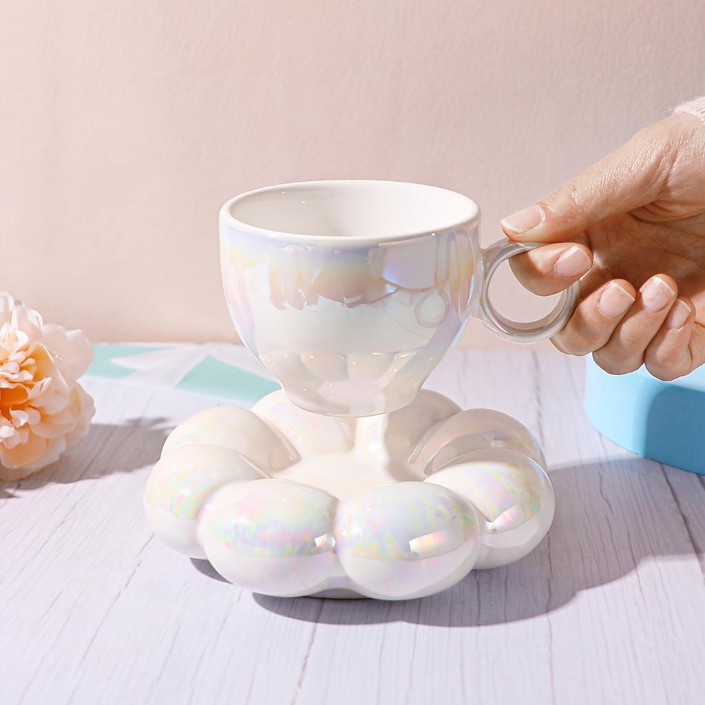 2pcs - Creative Sunflower Ceramic Cup And Plate Household Coffee Cup And Milk Cup