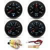 12V24V Universal 52MM 4 Gauge Kit with 2 Sensor Water Temperature + Oil Pressure + Fuel Level + Voltmeter For All Vehicle Marine