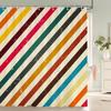 Geometrischer Streifenaufdruck Duschvorhang Farbe Kunst Polyestergewebe Duschvorhang Heim Badezimmer Dekoration Vorhang Mit Haken