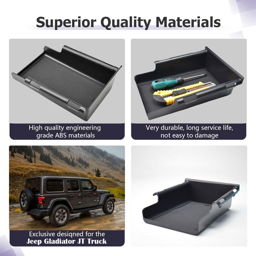 Främre förvaringsorganisatörsfack under sätet för Jeep Wrangler JL JLU 2018-2025 & Gladiator JT Truck Nedre förvaringsorganisatörsfack