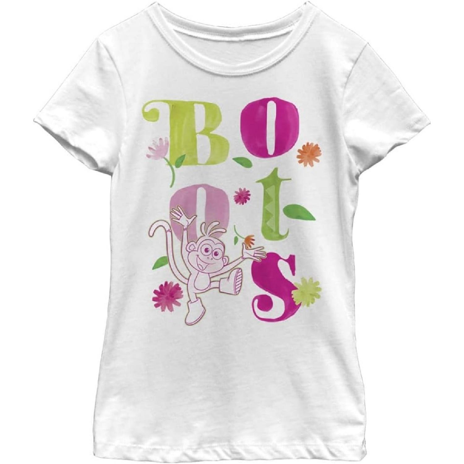Nickelodeon Girls Dora The Explorer Boots Spring Stack Girls Short Sleeve Tee Shirt XXXXXL белый