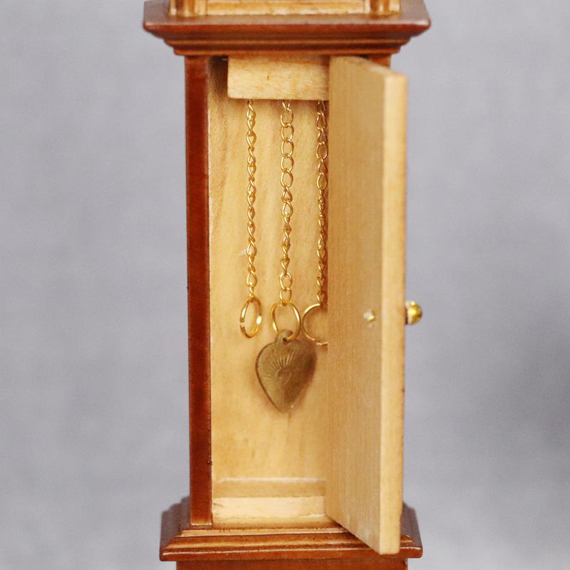 1:12 Miniature Solid Wood Brown Grandfather Floor Clock