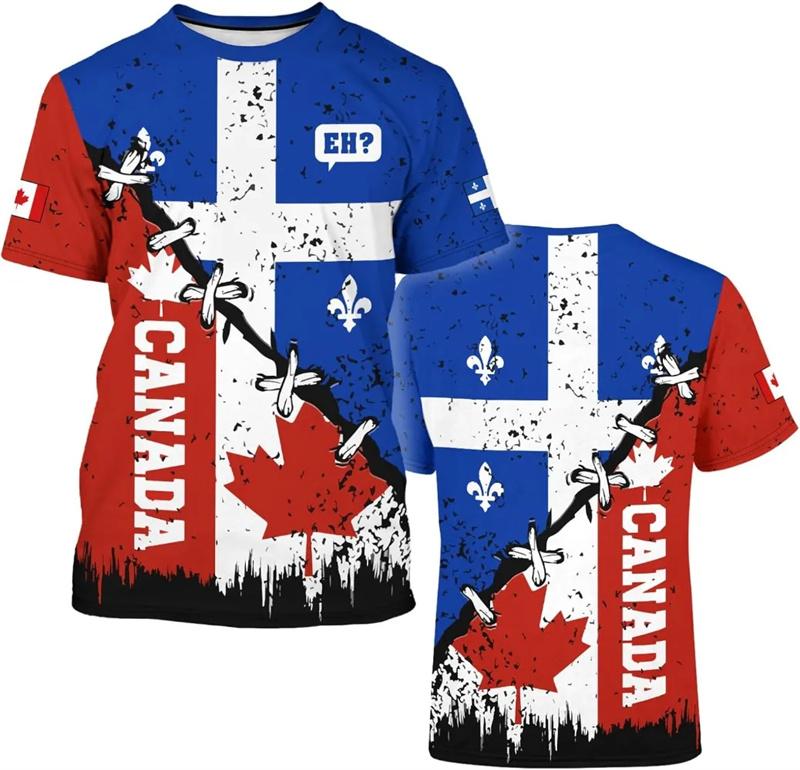 Maglietta Foglia d'Acero Canadese da Uomo Maglietta Bandiera Giorno del Canada Stampa 3D Fresca a Maniche Corte Unisex Casual Oversize