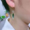 Fashion Shiny Zircon Green Leaf Pendant Earrings for Women Temperament Versatile Birthday Party Anniversary Jewelry Mujer