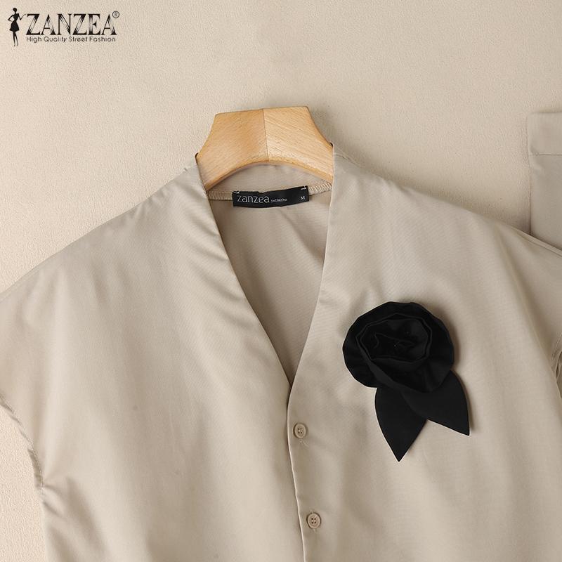 ZANZEA Women Sleeveless Blouse and Long Pants Casual Two Piece Suit Sets