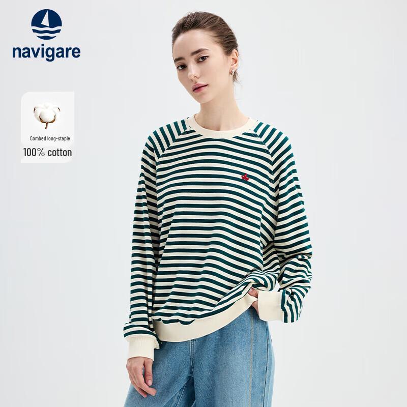 Navigare Women's Striped 100% Cotton Long-Sleeve T-Shirt