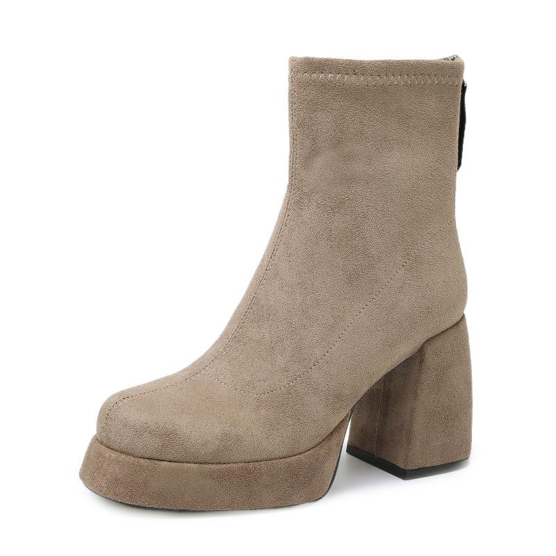 Fashion Suede Super High Heels Women Boots Ankle Chelsea Shoes New Winter Chunky Dress Shoes Party Elegant Pumps Goth Botas Mujer