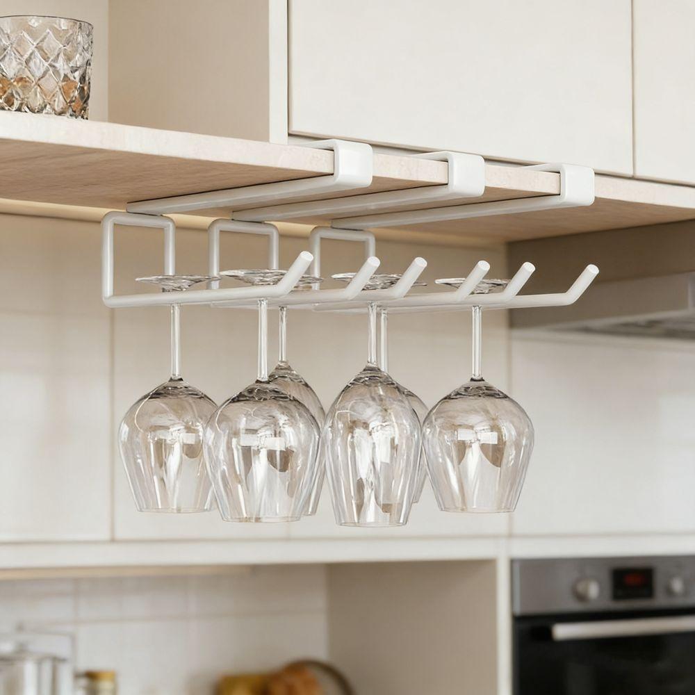 Wall Mounted Under Counter Glass Storage Rack Iron Wine Glass Holder Wine Glass Rack  for Kitchen
