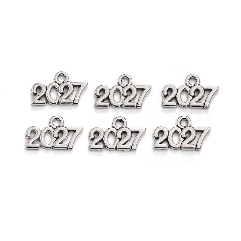 50Pcs Vintage Alloy 9*14Mm Number Charms 2026 2027 Year Pendants Diy Earring Bracelet Necklace Jewelry Making Crafts Accessories
