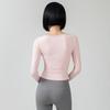 New Yoga Long Sleeve Slimming Fitness Top with Pleated Waist & Built-in Bra