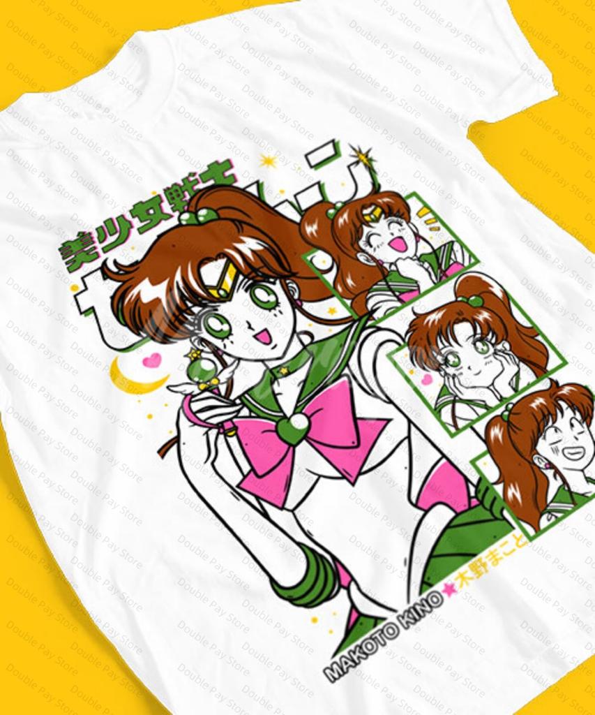 Summer New Sailor Moon Series Tshirts Family Version Adult Soft Loose Plussize Short Sleeves Mens Shirts Woman YK2 tshirts