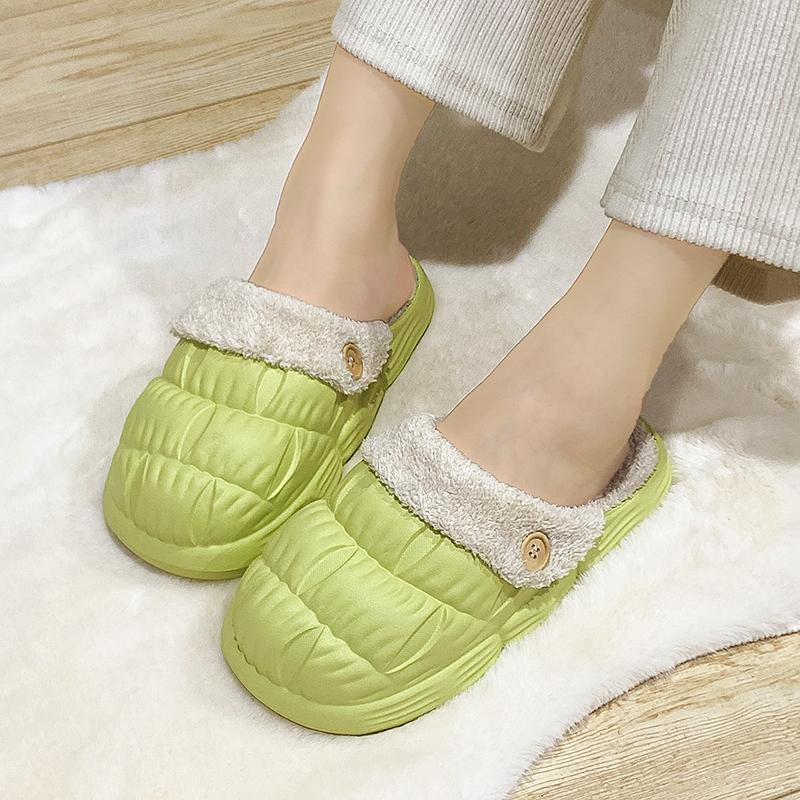 Vinter Par Lättvikt Plus Size Tjock Sula med Plyschisolering Bomull Tofflor Bekväma Mode Bomull Tofflor 36-45