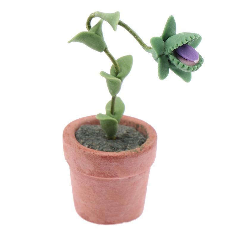 1:12 Dollhouse Miniature Potted Plants Tulip Flower Pot Fortune Fruit Bonsai Model Garden Home Decor Toy Doll House Accessories