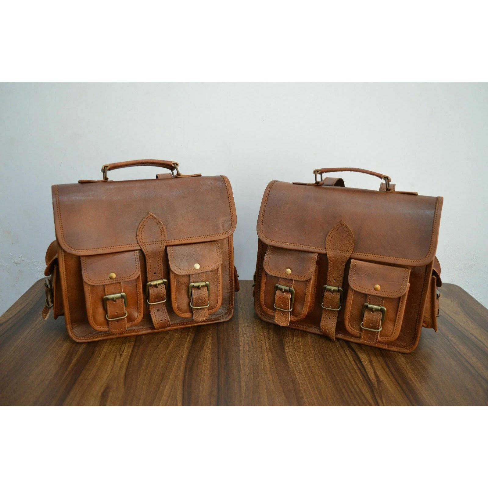 

Motorcycle Side 2 Side Pouch Leather Pouch Saddlebags Saddle Bag Panniers 15 x 11 x 4 in