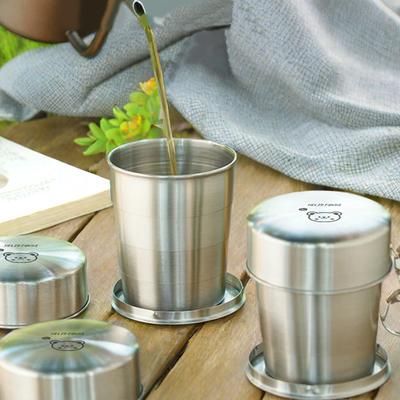 WORTHBUY 304 Stainless Steel Folding Cup Portable Camping Telescopic Cup Travel Mug Retractable Collapsible Cup With Keychain