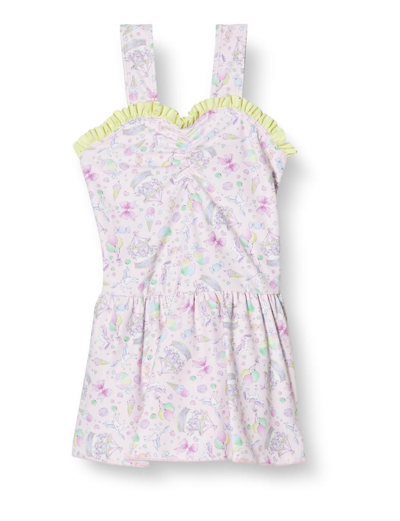 Kids Foret One-Piece Swimsuit, 23KF Unicorn OP Swimsuit, LP 120, Girls, Light Pink