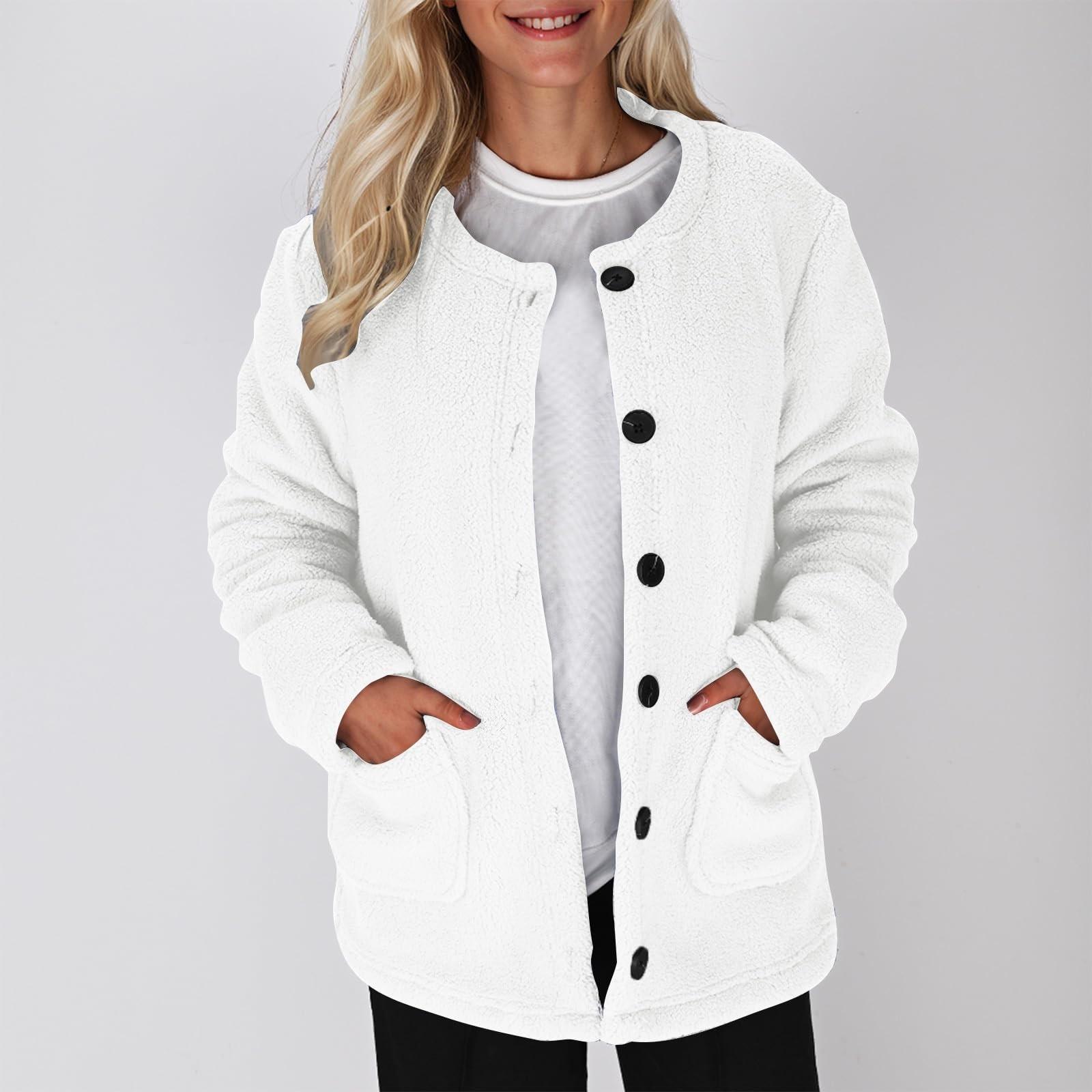 

Женские зимние пальто с длинным рукавом, лацканами, карманами на пуговицах, флисовая куртка, повседневная модная верхняя одежда XL белый