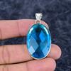 Blue Topaz Gemstone Handmade 925 Sterling Silver Jewelry Pendant 1.97" M-3247