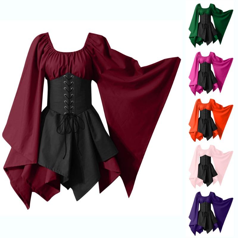 New long-sleeved women's Renaissance medieval dress