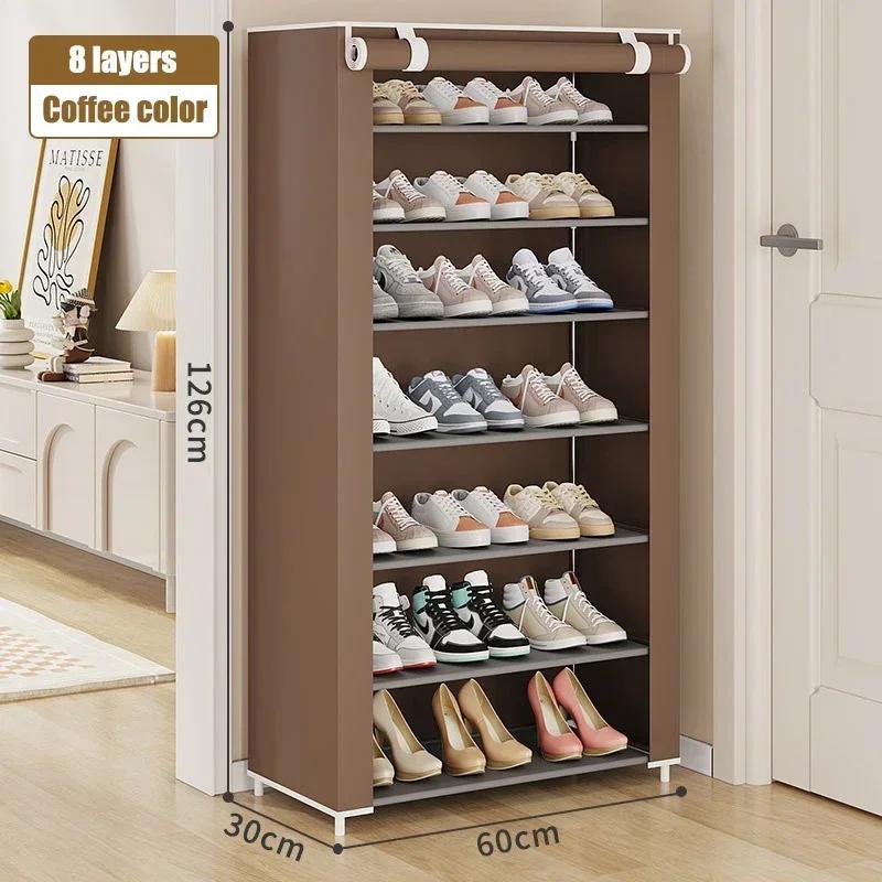 Dustproof Shoe Cabinet Multilayer Floor Standing Sneaker Fabric Organizer Footwear Classification Shelf Entrance Storage Shelves