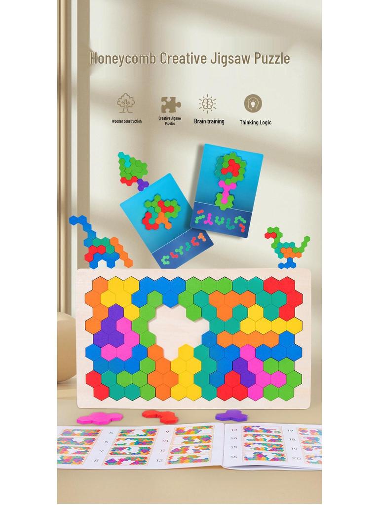 Children's Wooden Tetris Puzzle - Educational Toy for Early Learning and Logical Thinking