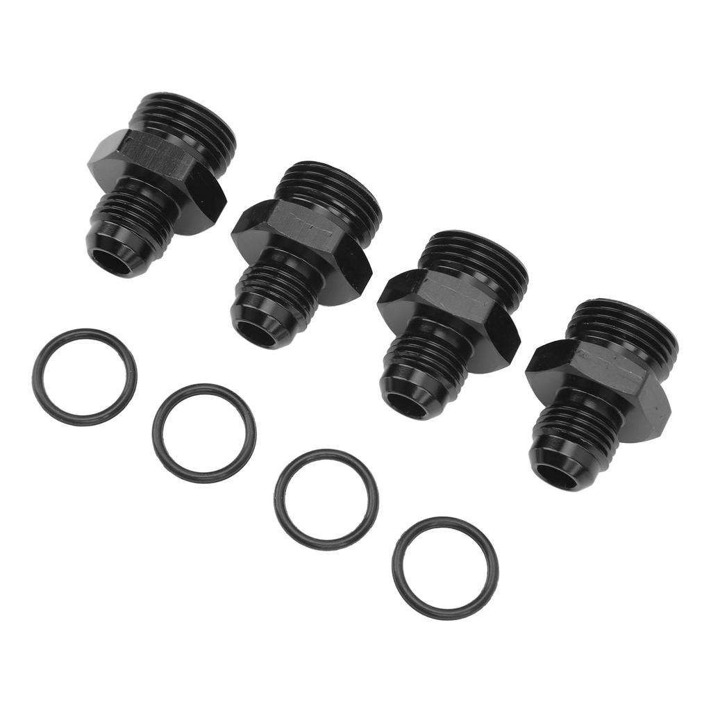 4Pcs ORB Male Fitting Aluminum Alloy 1500PSI O Ring Male Flare Adapter for Oil Cooler Fuel Pump 8AN ORB to 6AN
