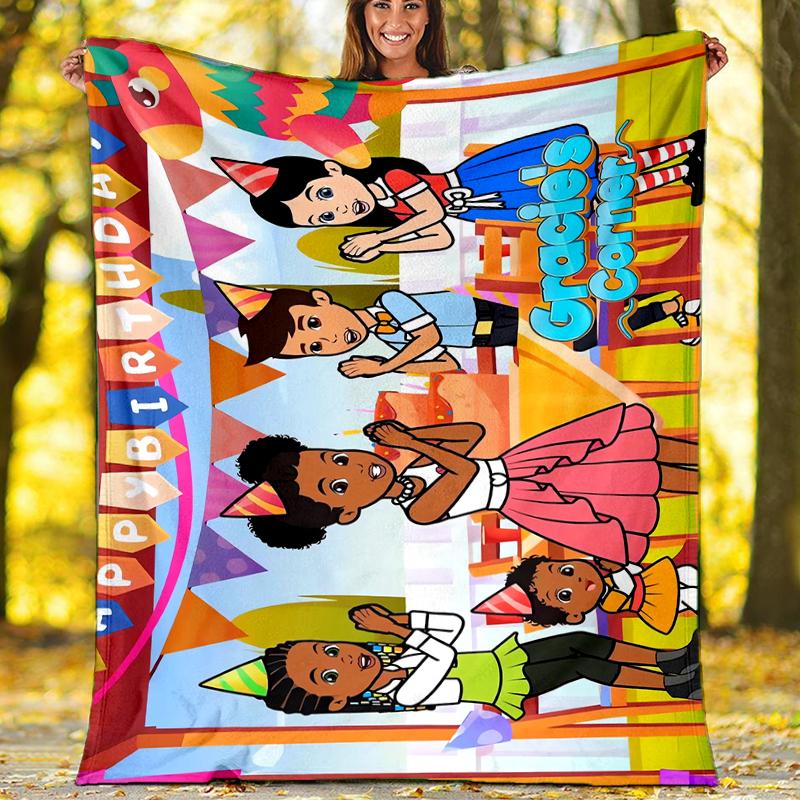 Gracie's Corner Theme Printed Blanket - Perfect for Couch, Bed, Travel & Outdoor Use | Machine Washable, Cozy & Durable.