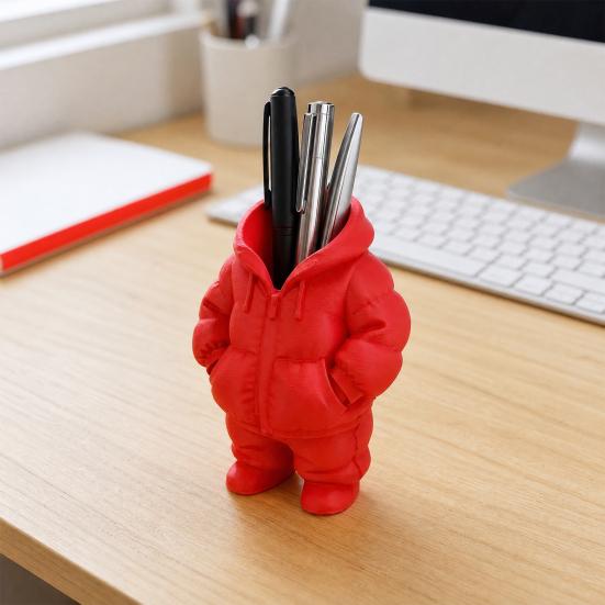 3D-gedruckter Daunenmantel Stifthalter, Schreibtisch-Make-up-Pinsel-Organizer, Kreativer Pufferjacken-Bleistiftbecher für Büro, Geschenk für Lehrer und Schüler