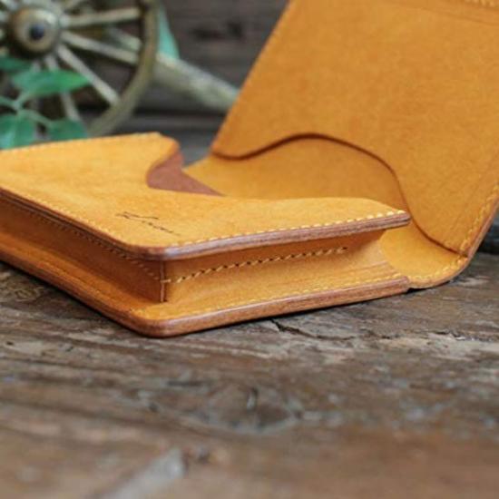 LITSTA Combination Color Business Card Holder Wide Gusset Plenty Italian Leather Yellow YELLOW (pueblo)