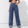 Pantaloni Larghi Vintage da Donna Jeans High Waist Jeans Lavati Usurati Basics Pantaloni Dritti Streetwear Lunghezza Pavimento