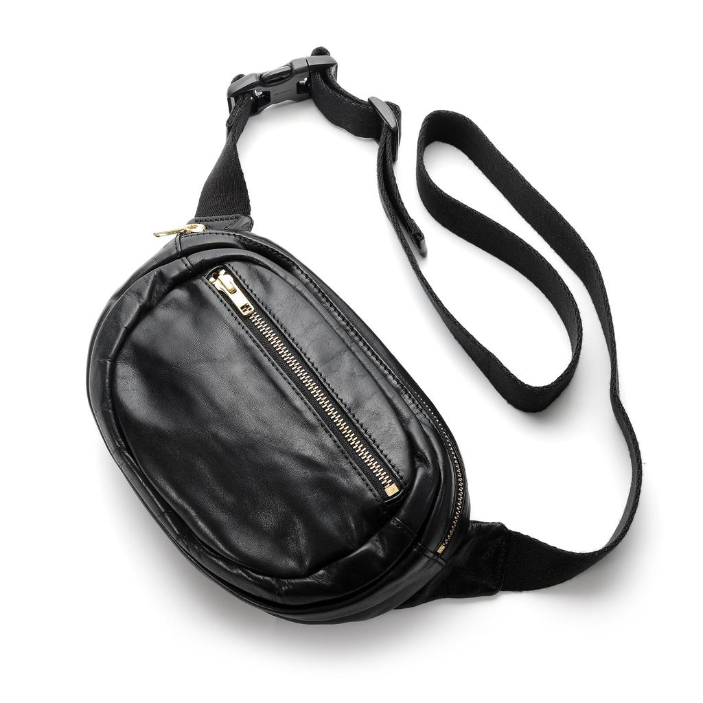 IJUN Men's Vintage Body Bag - Handmade Vegetable-Tanned Leather, Size Small