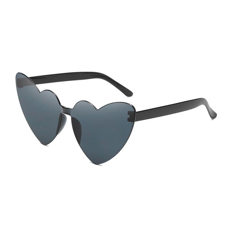 Amazon Thin Peach Heart Sunglasses Jelly Color Rimless Heart-Shaped One-Piece Glasses Candy Color Love Sunglasses