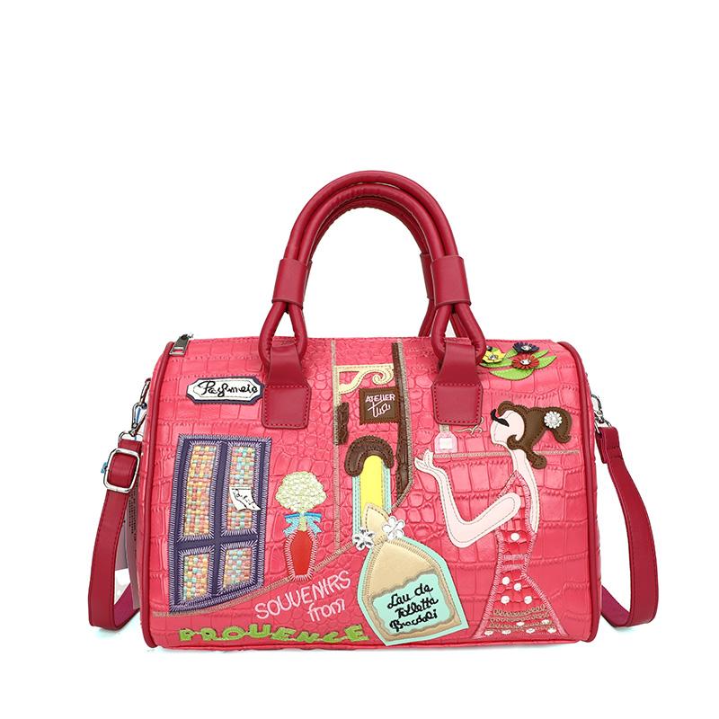 

High Quality Boston Bag Fashion Embroidered Shoulder Bags for Women Luxury Purse and Handbag Designer Crossbody Bag Cute Satchel 32X17X24cm