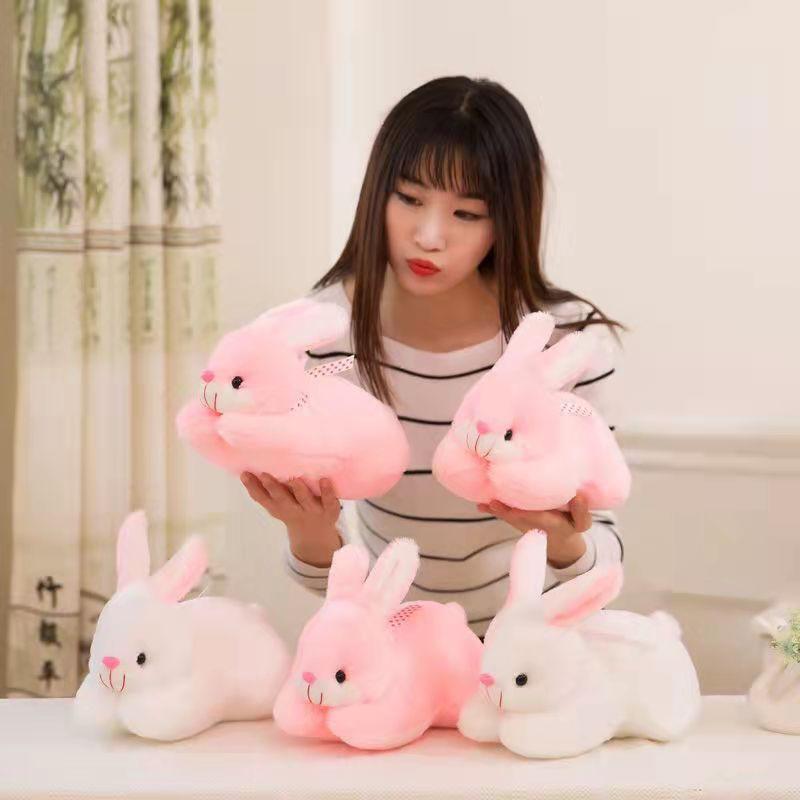 Couple Cute Little White Rabbit Plush Toy, Lying Down Doll Rag Doll Children's Gift, Jade Rabbit Doll