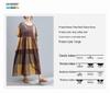 2023 Spring/Summer Plus Size Women's Cotton Linen Print Midi Dress - Short Sleeve