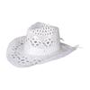 Cappello di Paglia Ventilato Vuoto Rotondo Pieghevole Cappello da Cowboy Occidentale da Spiaggia Oggetti di Scena per Foto